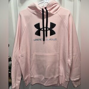 Under Armour Light Pink Hoodie with Black and Metallic Silver Logo